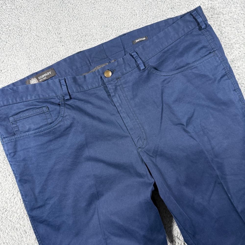 Coppley Argo Pants Mens 44x31 Navy Blue Chinos stretch Union Made Canada 5 Pocke